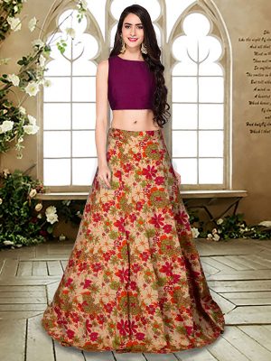 Pink Printed Banglory Silk Exclusive Designer Lehengas