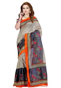 Bajariya Multicolor Bandhani Bhagalpuri Silk Sarees With Blouse