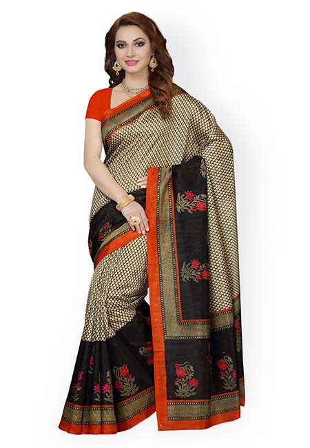 Bajariya Multicolor Bandhani Bhagalpuri Silk Sarees With Blouse