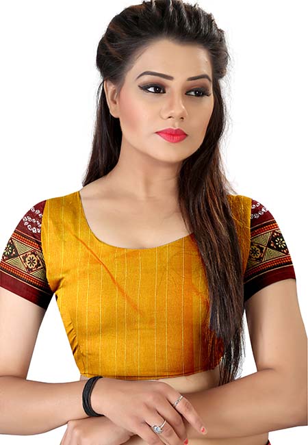 Yellow Printed Bandhani Bhagalpuri Silk Sarees With Blouse