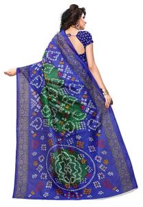 Green Printed Bandhani Bhagalpuri Silk Sarees With Blouse