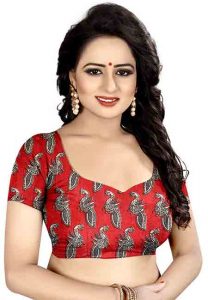 Nilkanth Red Printed Bhagalpuri Silk Sarees With Blouse