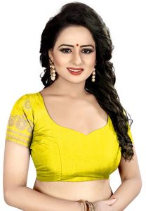 Sampurna Yellow Printed Bhagalpuri Silk Sarees With Blouse