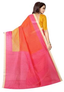 Orange Printed German Silk Sarees With Blouse