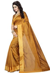 Monika Mustard Ns Weaving Cotton Silk Sarees With Blouse