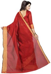 Monika Red Ns Weaving Cotton Silk Sarees With Blouse