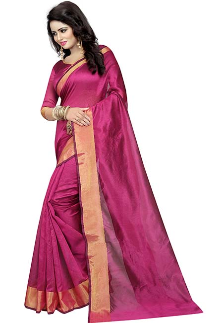 Monika Wine Ns Weaving Cotton Silk Sarees With Blouse