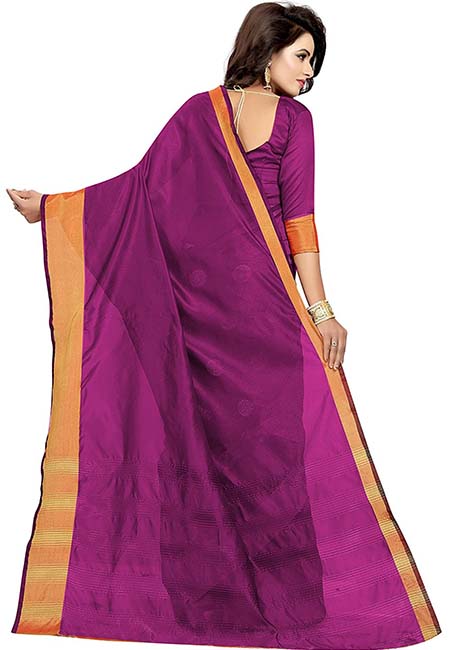 Karina Butta Pink Embroidered Cotton Polyester Silk Sarees With Blouse