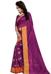 Karina Butta Pink Embroidered Cotton Polyester Silk Sarees With Blouse