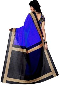 Lucky Blue Embroidered Bhagalpuri Silk Sarees With Blouse