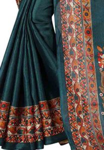 Rama Printed Kalamkaari Khadi Silk Sarees With Blouse