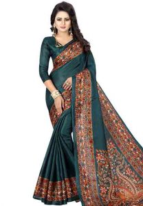 Rama Printed Kalamkaari Khadi Silk Sarees With Blouse