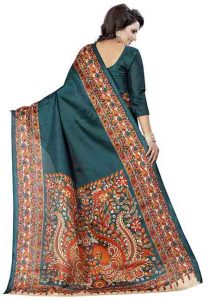 Rama Printed Kalamkaari Khadi Silk Sarees With Blouse