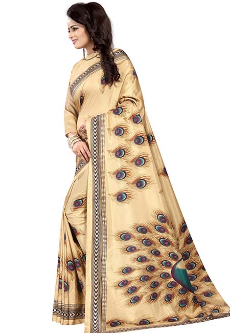 Kanhaiya Gold Printed Maalgudi Silk Sarees With Blouse