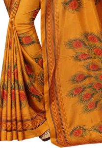 Kanhaiya Mustard Printed Maalgudi Silk Sarees With Blouse