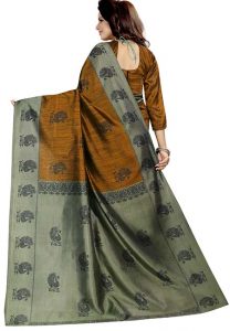 Mayuri Mustard Printed Mysore Art Silk Sarees With Blouse