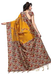 Sana Mustard Jhalar Printed Mysore Art Silk Sarees With Blouse