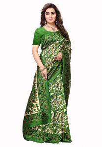 Shabana Green Printed Mysore Art Silk Sarees With Blouse