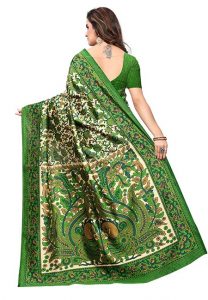 Shabana Green Printed Mysore Art Silk Sarees With Blouse