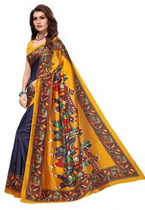 Shraddha Navy Mysore Art Silk With Blouse