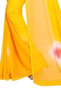 Chiffon Yellow Printed Chiffon Sarees With Blouse