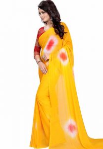 Chiffon Yellow Printed Chiffon Sarees With Blouse