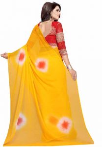 Chiffon Yellow Printed Chiffon Sarees With Blouse