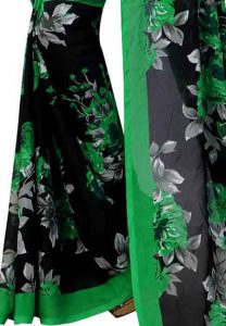 Floral Green Printed Special Georgette Sarees With Blouse