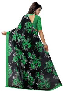 Floral Green Printed Special Georgette Sarees With Blouse