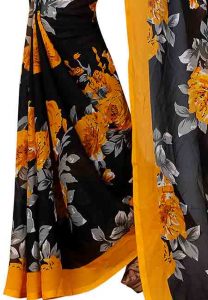 Floral Yellow Printed Special Georgette Sarees With Blouse