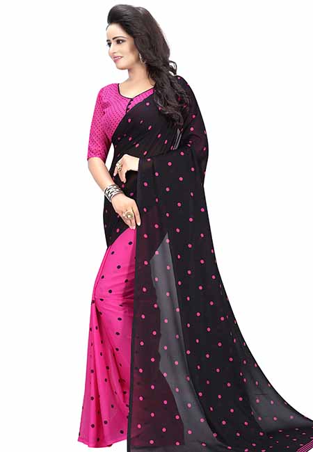 Goli Pink Printed Special Georgette Sarees With Blouse