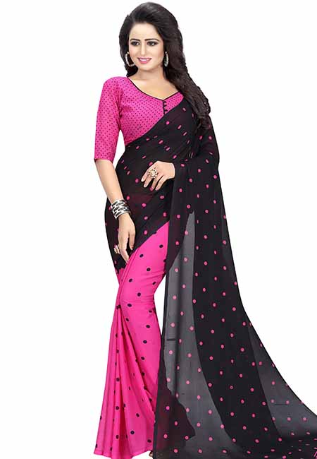 Goli Pink Printed Special Georgette Sarees With Blouse
