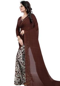 Half Coffee Printed Special Georgette Sarees With Blouse