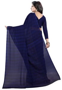 Half Navy Printed Special Georgette Sarees With Blouse