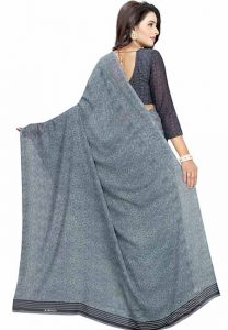 Milky Grey Printed Special Georgette Sarees With Blouse