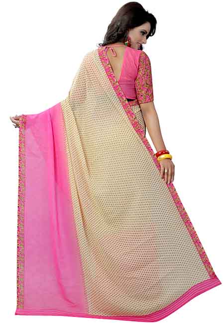 Pading Pink Printed Special Georgette Sarees With Blouse