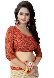 Pading Red Printed Special Georgette Sarees With Blouse