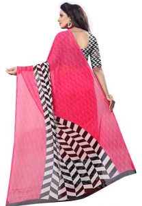 Piku Pink Printed Premium Georgette Sarees With Blouse