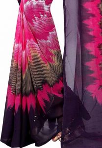 Pink Lehar Printed Premium Georgette Sarees With Blouse