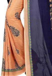 Plant Navy Printed Special Georgette Sarees With Blouse