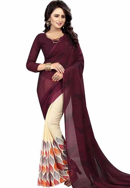 Rainbow Patti Printed Special Georgette Sarees With Blouse