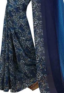 Trump Blue Printed Premium Georgette Sarees With Blouse