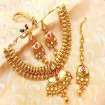 Lovely Pink & White Kundan Antique Semi Bridal Set