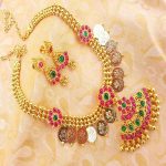 Royal High Gold Plated Laxmi Kasu Necklace Set