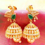 Royal Green AD Gold-plated Peacock Jhumkas