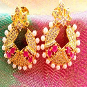 Royal pink AD Earrings
