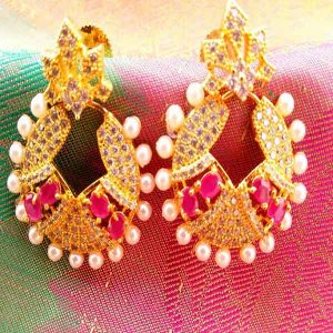 Royal pink AD Earrings
