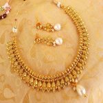 Metallic Necklace set with Pearl Drops