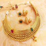 Multicolor Kemp Metallic Necklace Set with Jhumkas