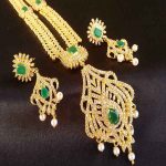 Gorgeous AD & Emerald Bridal Long Haar Set